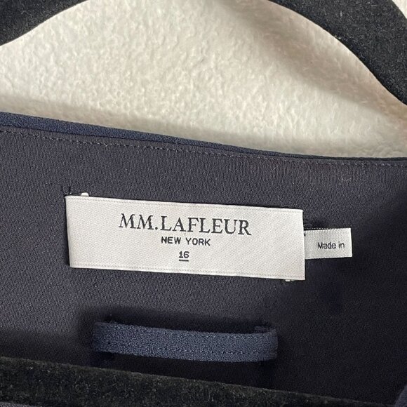 MM.Lafleur Womens 16 Navy Sleeveless Draped Sheath Dress Career Office - Picture 6 of 12